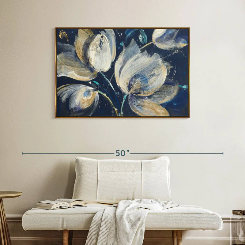 Jardin de minuit, Cadre flottant doré, 40 po x 27 po