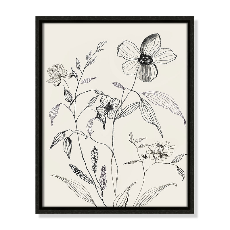 «Petal Harmony I Print» par Asia Jensen, Toile encadrée flottante espresso, Non, H 15,5 po x l 12,5 po x P 2 po