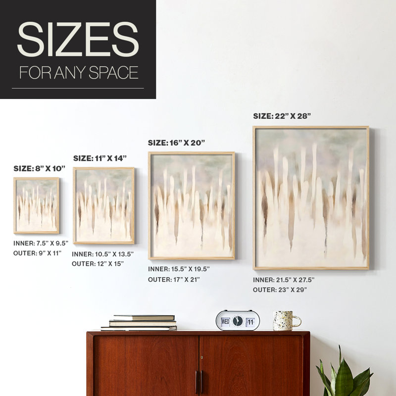 Abstract  Series  CCXXX  -Set Of 3 Framed Giclee Prints -Ready to Hang, Natural, 14" H x 33" W