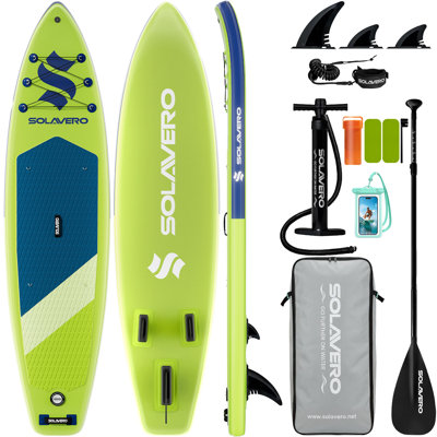 Inflatable Stand Up Paddle Board with Accessories, Wide Stable SUP Yoga Board, Non-Slip Deck, Paddle, Pump, Leash & Carry Bag for Youth & Adults