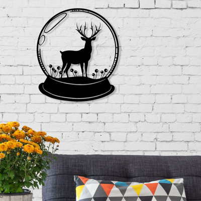 Décoration murale en métal moderne de globe cerf