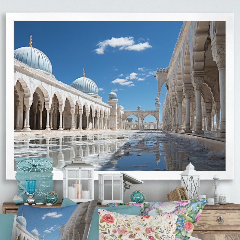 Art de l'islam Masjid Alaqsa - islamique, White Single Picture Framed, 34" H x 44" W x 1.5" D