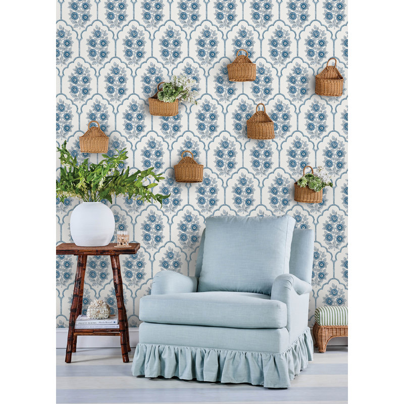 Double rouleau floral Peel & Stick, Bleu de Delft