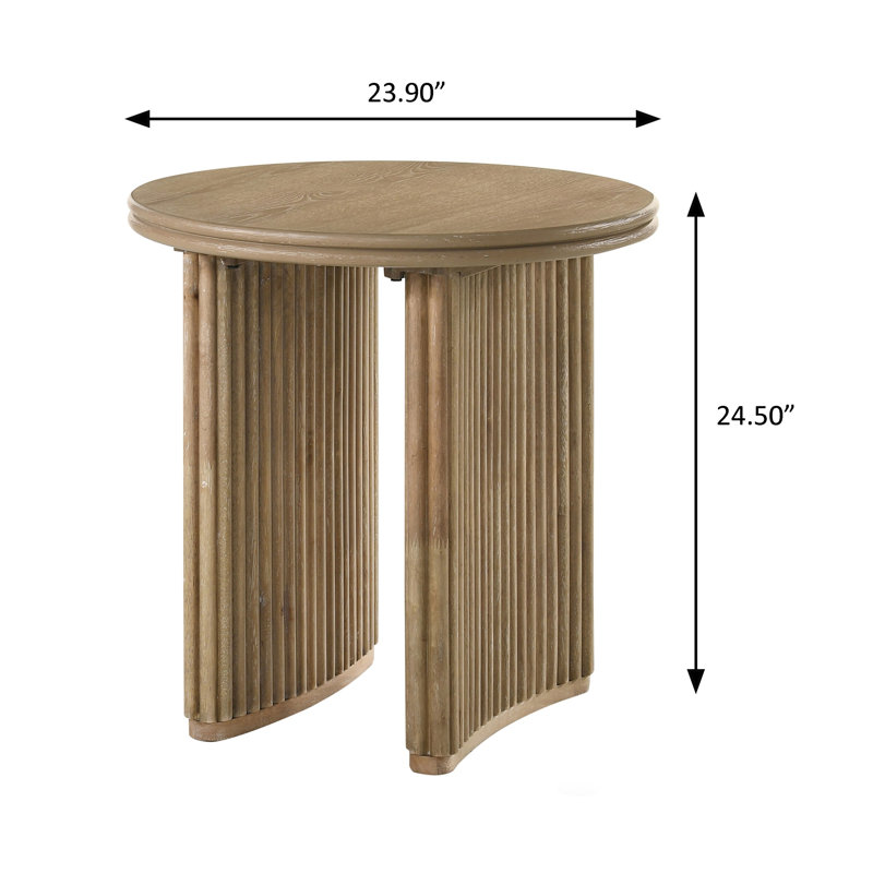 23.9" W Transitional End Table, Brown