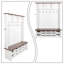 Grand portemanteau autoportant classique en bois avec compartiments de rangement ouverts et crochets-2124103432