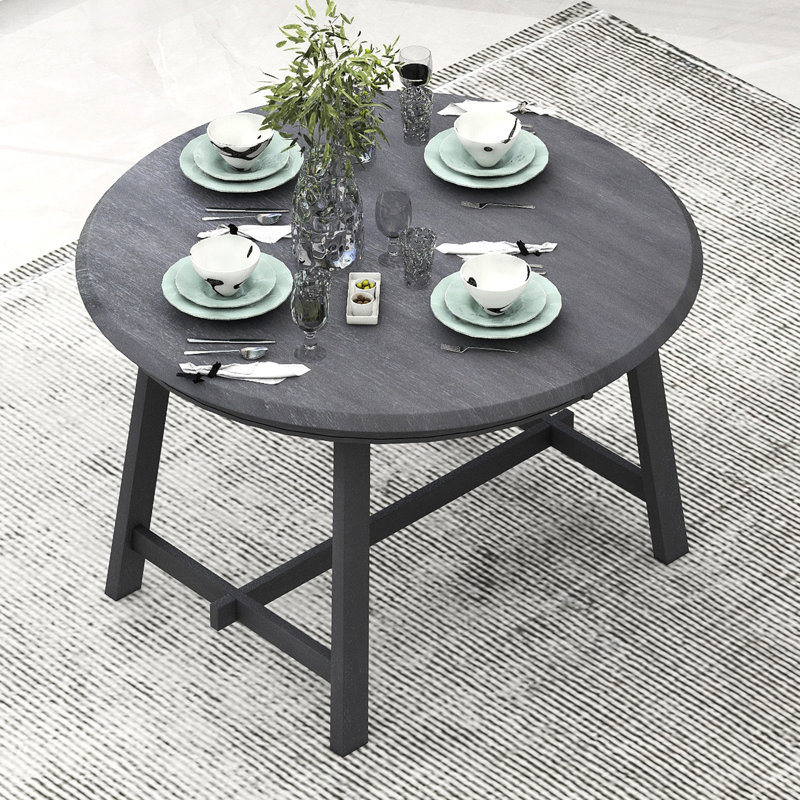 Table de salle à manger ronde extensible grise - capacité de poids de 200 lb, stable et fiable