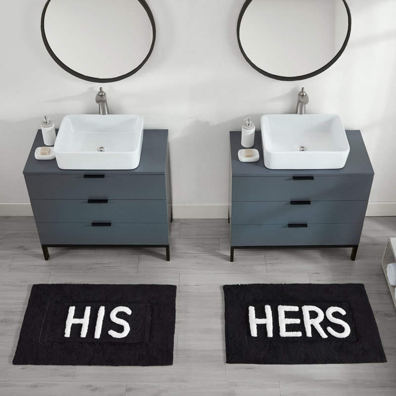 Cotton Blend Bath Rug, Black