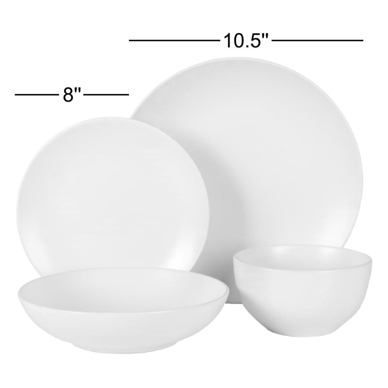 Services de vaisselle 16 pièces Gibson Home Queenslane, Blanc / Blanc