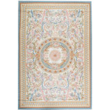 Hand-Knotted High-Quality Ivory and Gold Area Rug