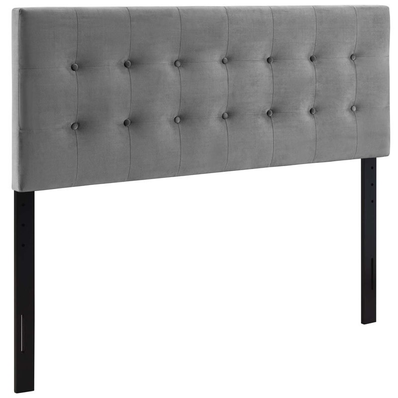 Tufted Performance Velvet Headboard, King, Grey