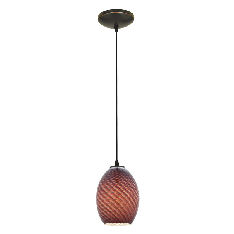 Norberg 1 - Light Single Pendant, Oil Rubbed Bronze, White Firebird, Cord