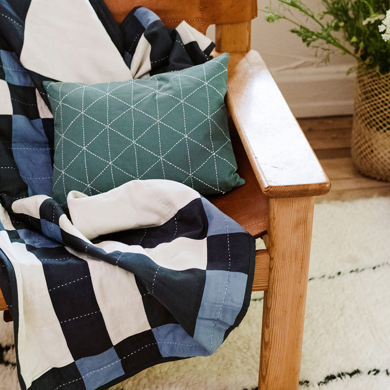 Quilted Throw Blanket, Navy