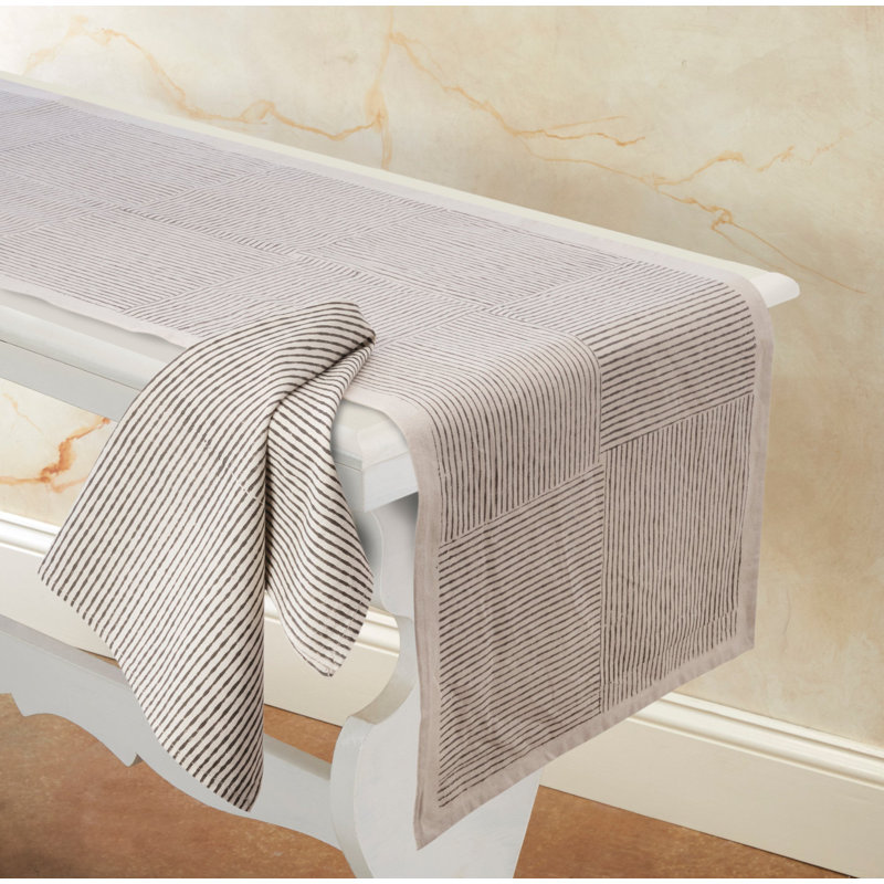 Chemin de table Villa, Gris / blanc