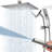 14 Inches Rain Shower Head, 3-Way Diverter With Pause Setting,Adjustable Extension Arm-119687970