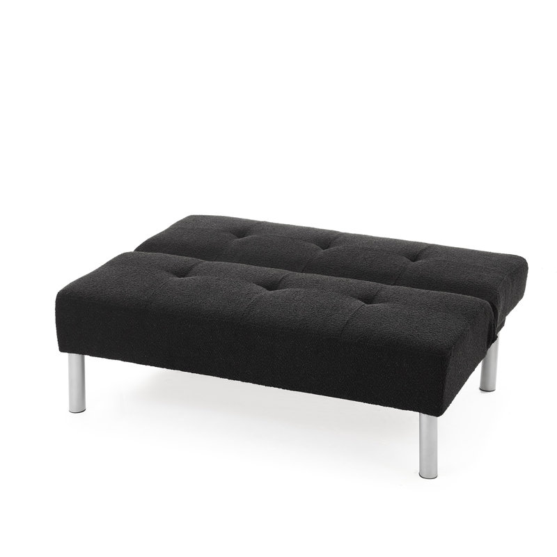 Single 47 " Upholstered Convertible Sofa, Black Boucle