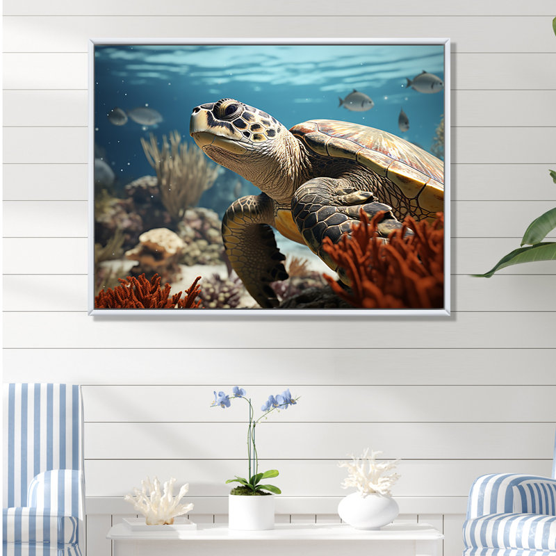 Vie côtière classique sur toile, Cadre flottant blanc, H 24 po x l 32 po x P 1 po