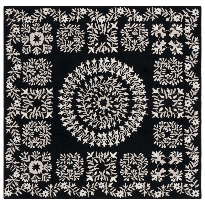 Empire Hand Tufted Indian Wool Floral Rug, Square 6'
