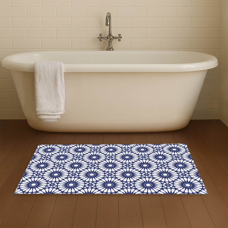 Sylvia Non-Skid Bath Mat, Single - 24" L x 17" W, Navy