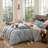 Wavy Stripe Duvet Cover Set 100% Washed Cotton Linen Like Textured Breathable Durable Soft Comfy-107521574-107521576