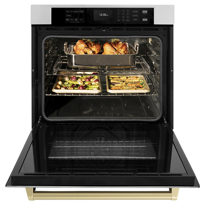 ZLINE 30 in. True Convection Single Wall Oven w/ Air Fry and Self Clean, Champagne Bronze, Stainless Steel