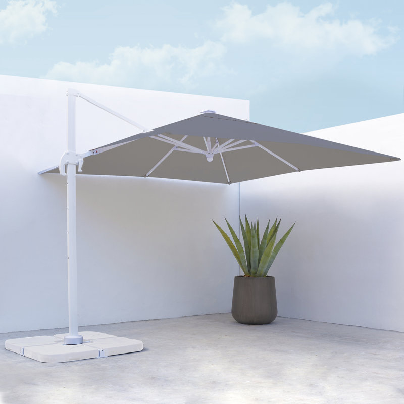 Israel 300cm Lighted Cantilever Parasol, White, Light Grey