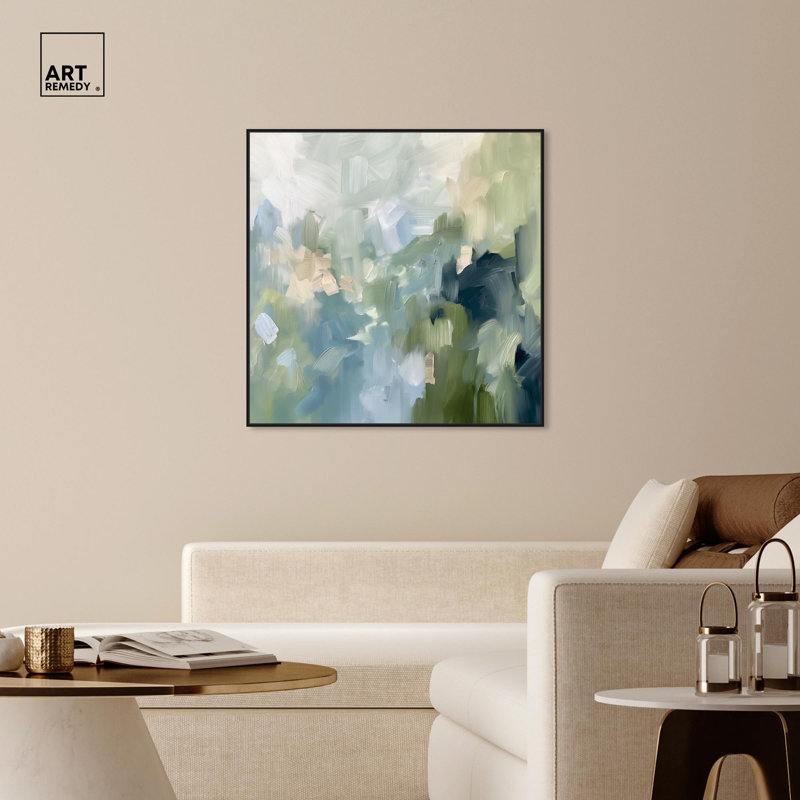 Minted Brush Canvas Minimal Abstracts by Art Remedy, 41" H x 41" W, Gold, Floater Framed Print