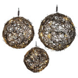 One Allium Way® 60Lt LED Warm White 3Pc Rattan Ball Set