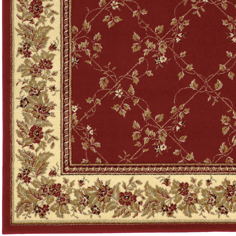 Tapis rouge / beige / ivoire Weisgerber, Rectangle 3 pi 3 po x 4 pi 11 po