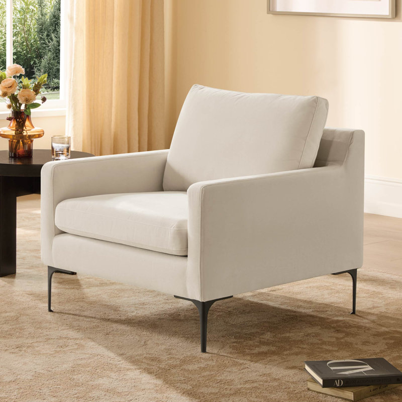 Chaise d'appoint moderne rembourrée avec coussins, Mist