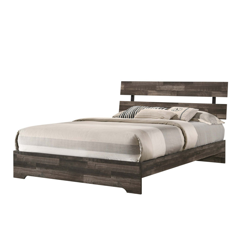 Base de lit à profil bas 1pc, Brun rustique