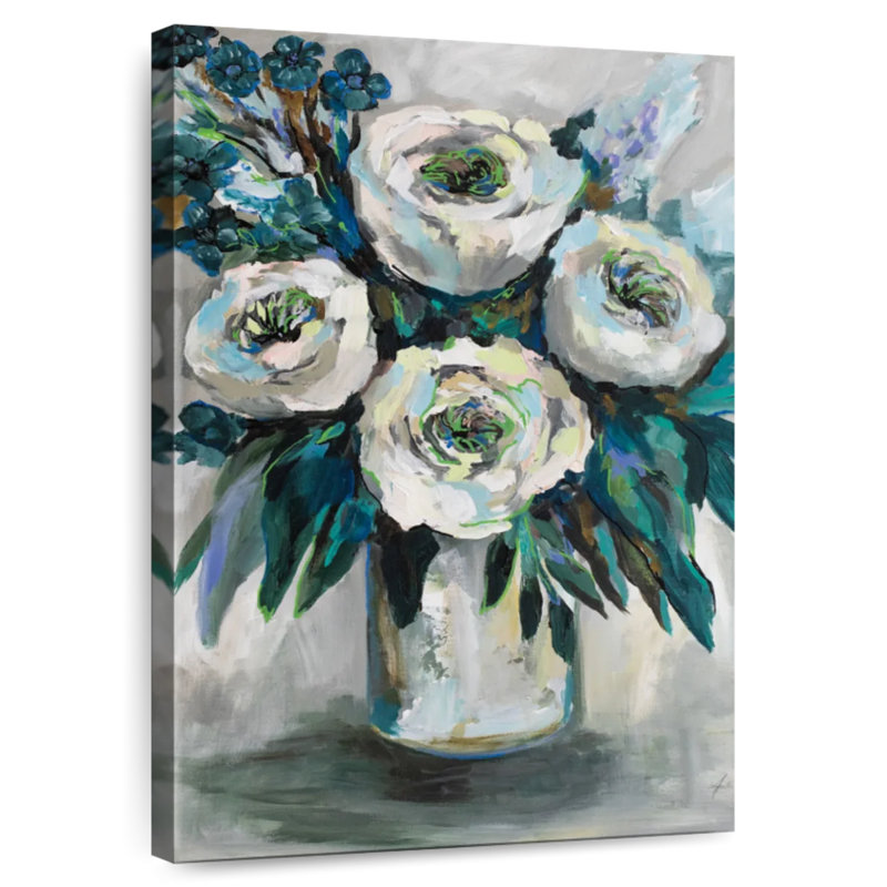 Harnek White Roses Bouquet Vase, 45" H x 30" W