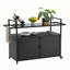 Rolling Rattan Beverage Bar Counter Table W/Glass Top For Porch Backyard Garden Poolside Party-536841663