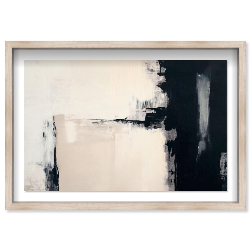 Oliver Gal Classic Contrast Abstract - Luxury Shadowbox Framed Wall Art, 32" H x 47" W, Cream