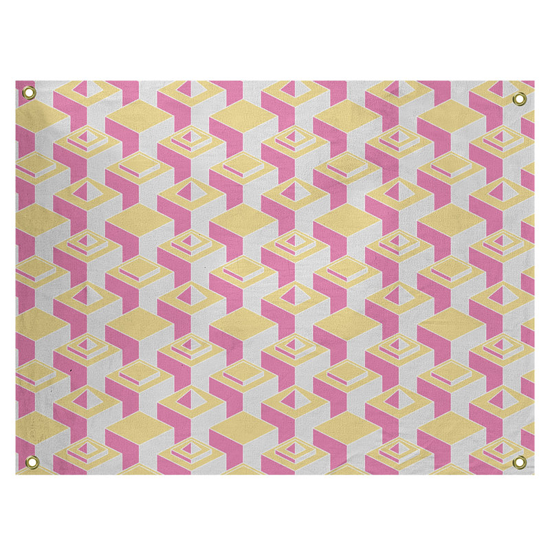 Jordao Machine Tapestry, 26" H x 36" W, Yellow/Pink