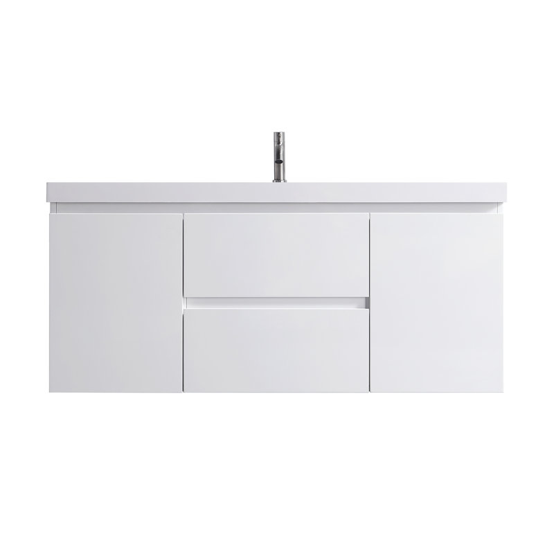 Hood-1 48.00 In. W X 19.70 In. D X 21.60 In. H Wall Mounting Bath Vanity In White Wood With White Top