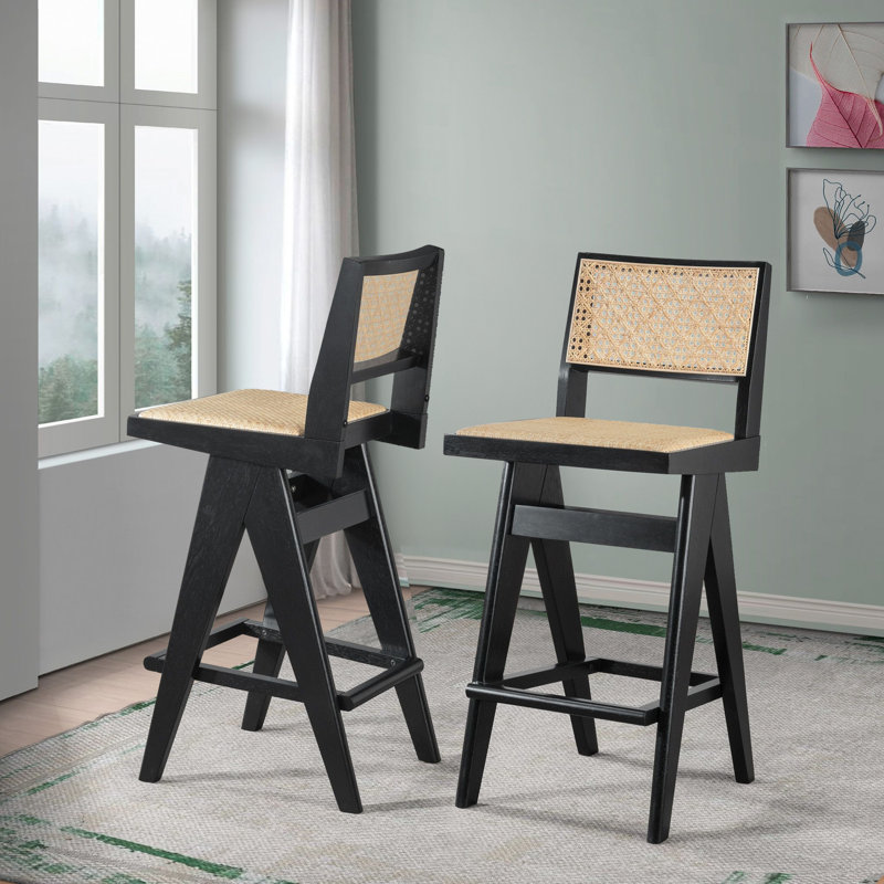 Malakah Upholstered Counter Stool with Solid Wood Frame