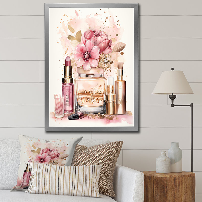 Beauté rose et dorée Boho Chic Beauty - reproduction sur toile, H 44 po x l 34 po x P 1,5 po, Cadre photo argenté