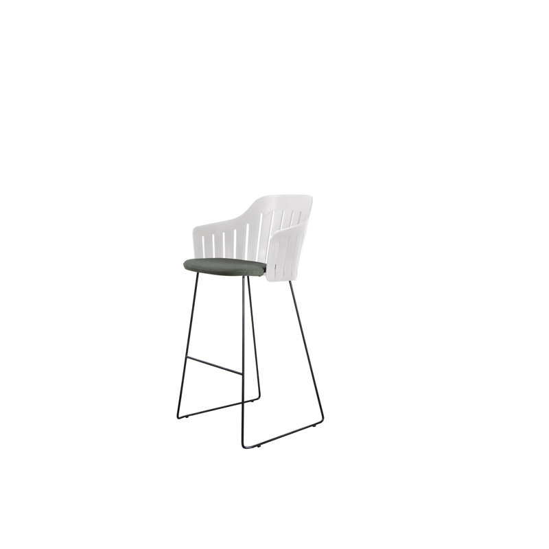 Choice Chair Outdoor and Bar Sledge Steel Base with Upholstery Cane-line Link Seat Cover, White/Black