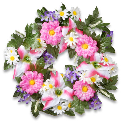 18" Daisy and Tiger Lily Wreath