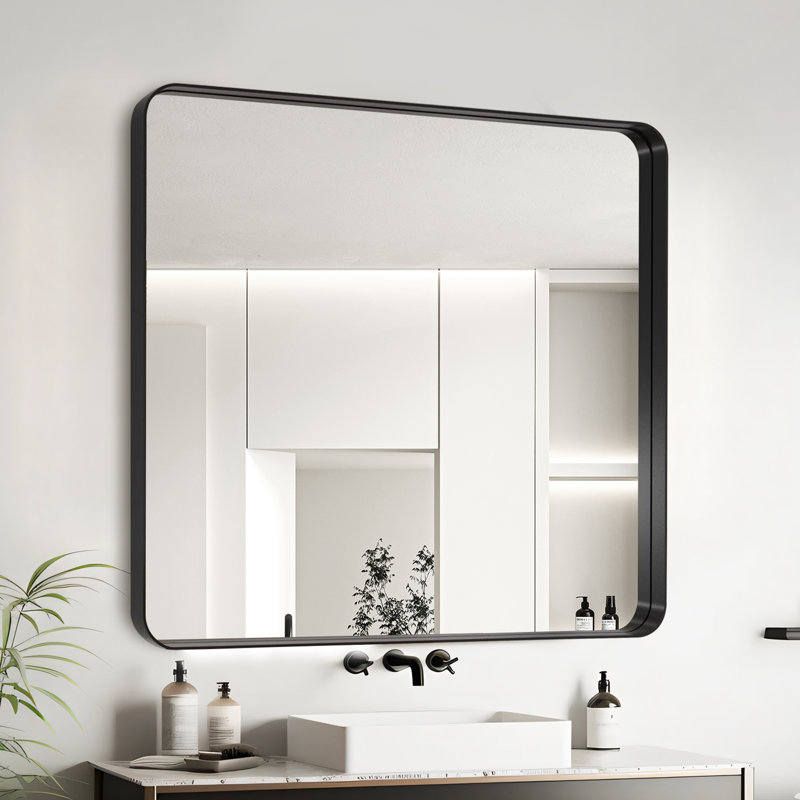 Aluminium Frame Bathroom Mirror, Black, 36" x 36"