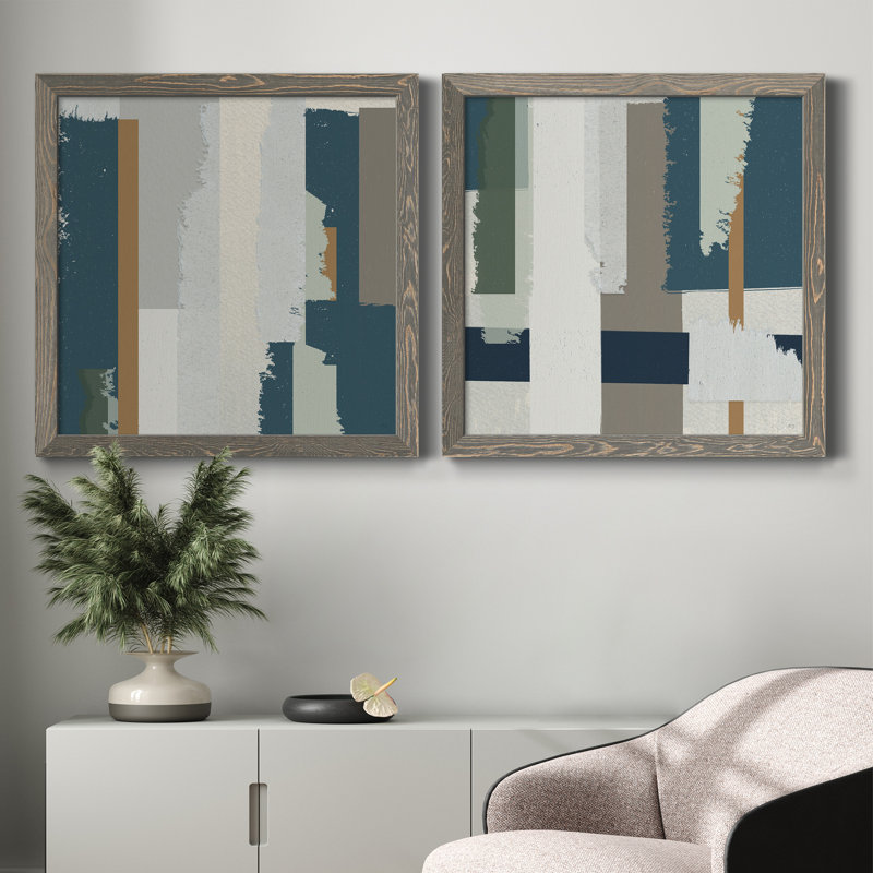 «Close to the Edge I», ensemble de 2 peintures sur toile encadrées, Cadre gris, H 35,5 po x l 71 po x P 1,5 po
