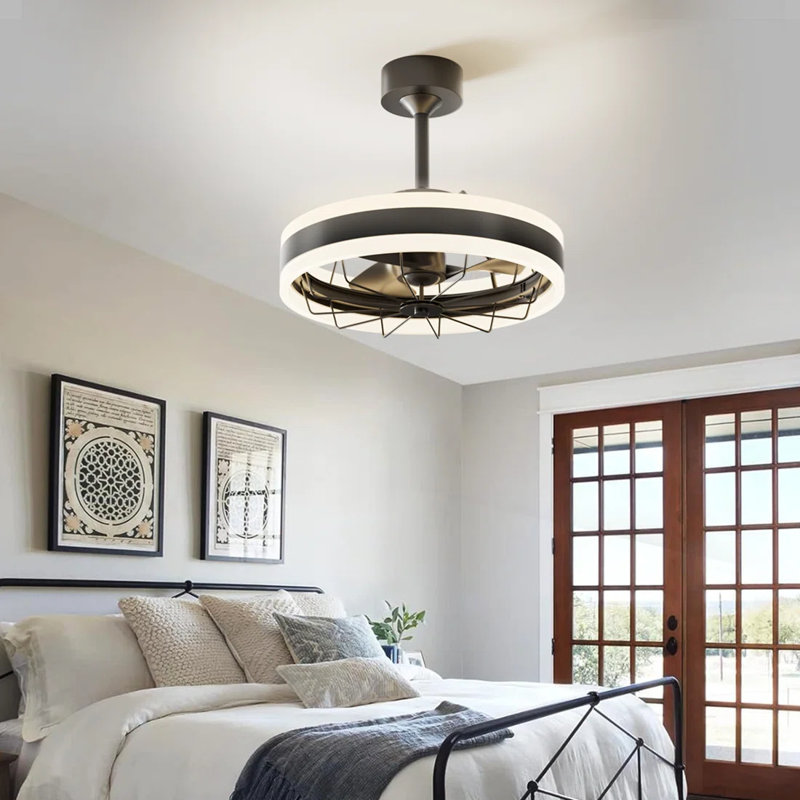 Modern LED Ceiling Fan with Lights Seamless Dimming 6 Speeds With Remote Control Timer Function