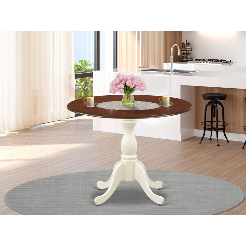 Table de salle à manger Mid Century, Blanc cassé, Acajou