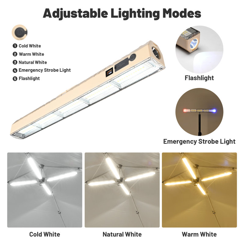 Éclairage de travail à lumière magnétique à DEL avec crochet 5 modes InstaHibit, 16"