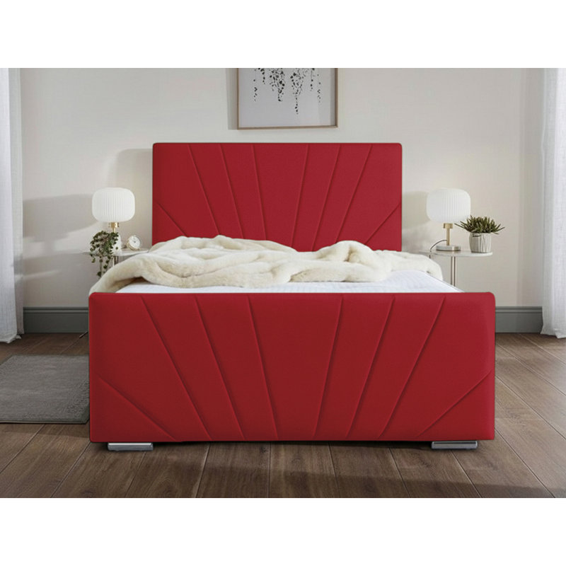 Ebenezer Upholstered Bed Frame, Single (3'), Red
