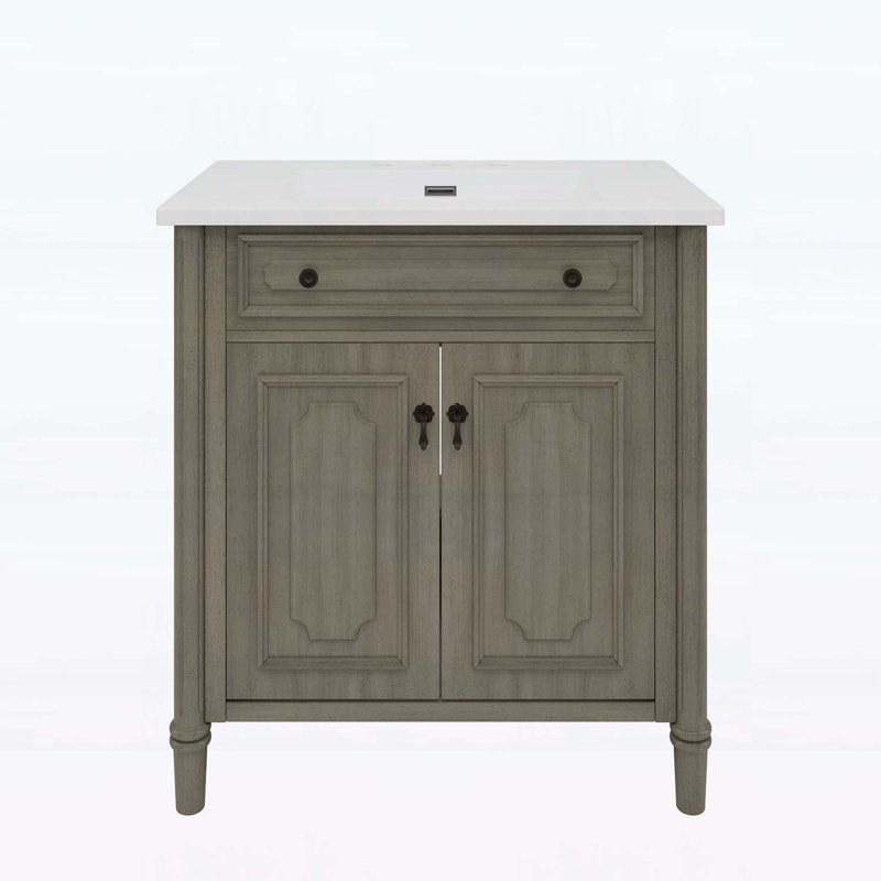 Meuble-lavabo 31 po avec lavabo, Blanc ancien