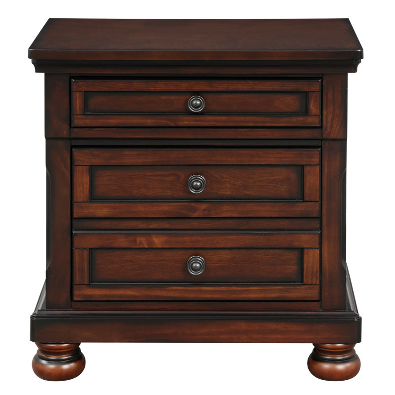 Eedie 28'' W Plywood / Laminate Board Nightstand, Brown Cherry