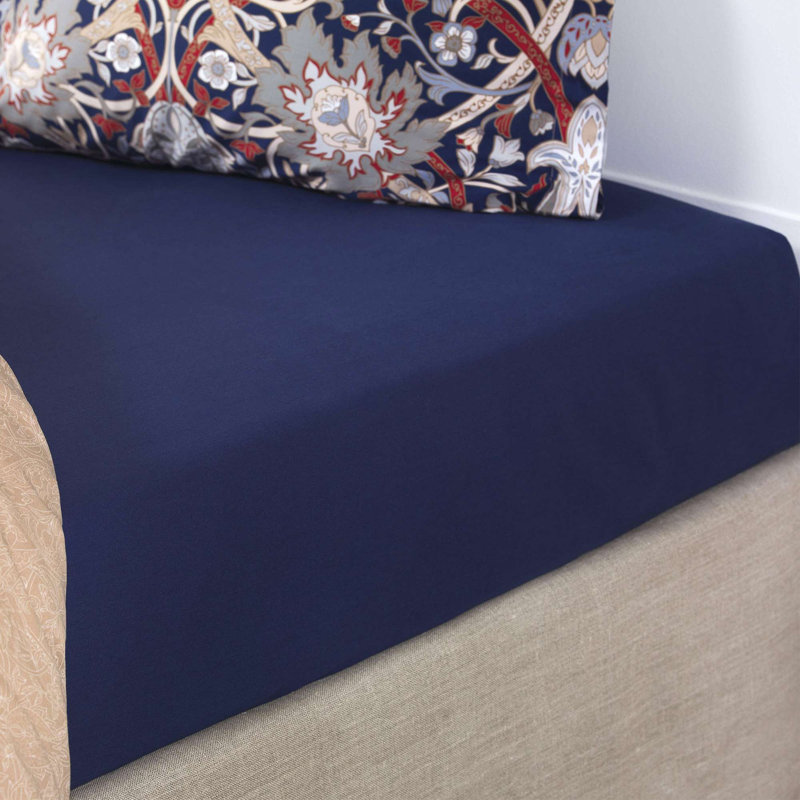Drap-housse en coton Morris, Drap plat pour lit simple + 1 taie d'oreiller