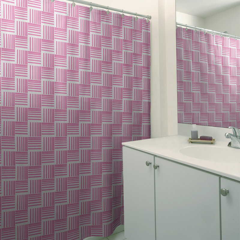 Rideau de douche simple basketweave rayures classic, Rosé