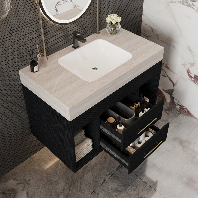 Ensemble de meuble-lavabo mural flottant 29,9 po, white Grey